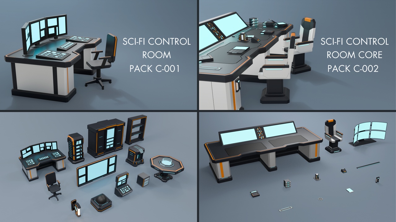 Media 1 for listing Low Poly Sci-Fi Control Bundle C