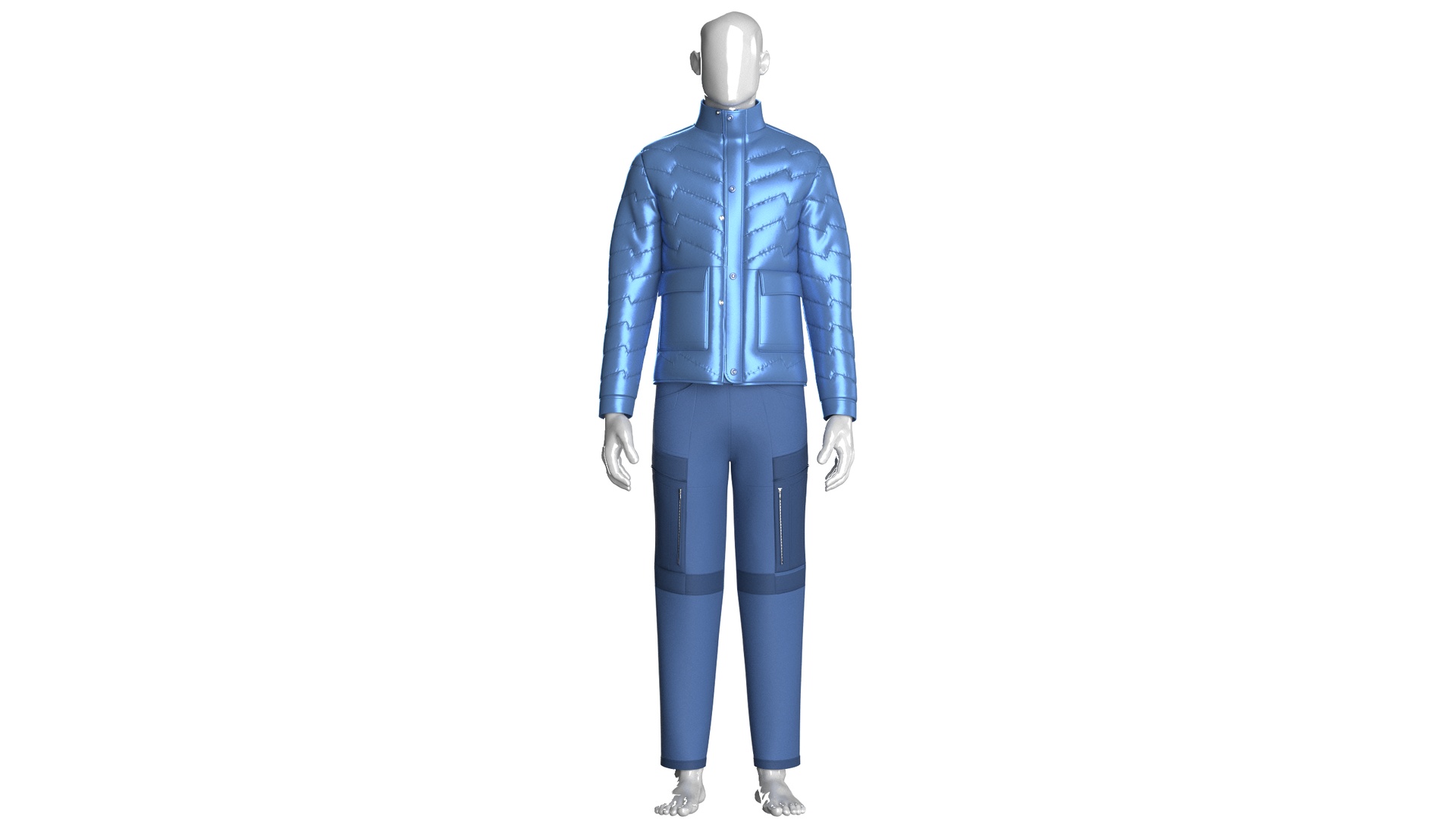 Media 1 for listing Men Puffer Jacket With Zipper Cargo Pant - Outfit | High Poly