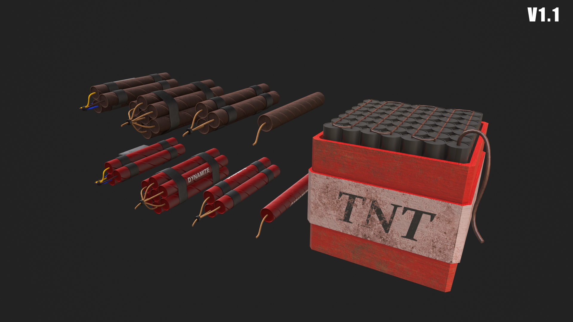 Mini Dynamite Explosives Modular Dynamite Pack - Game Ready Explosive | Fab