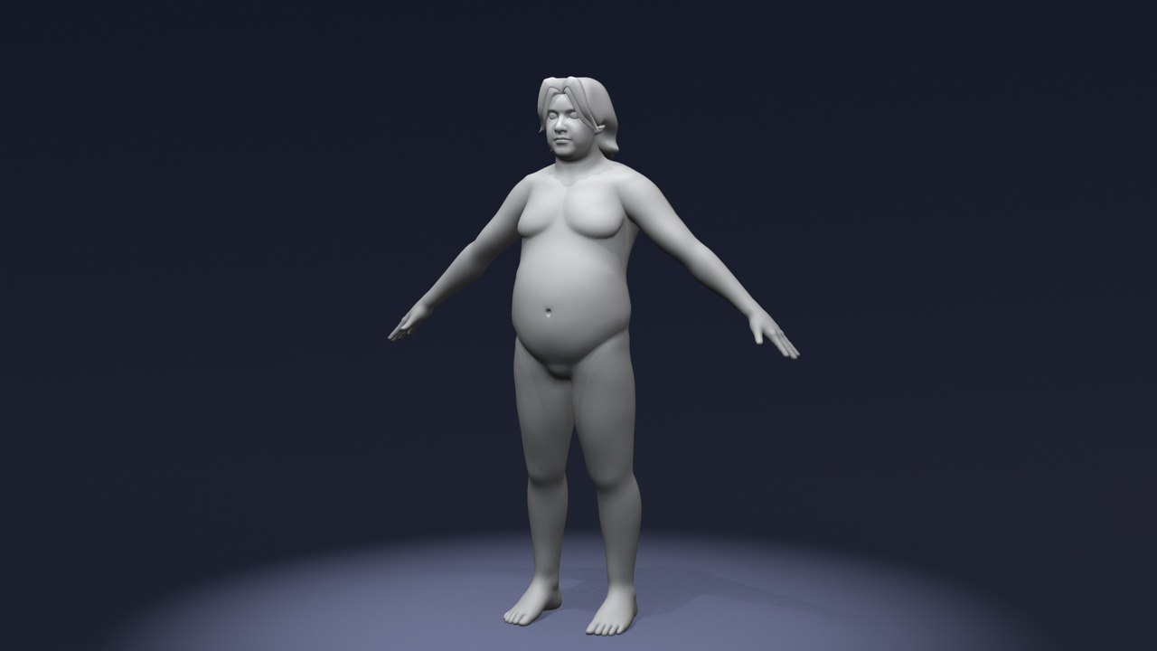 出品Stylized Fat Male Body Base Mesh 3D Model – Rigged with IK/FK Switchのメディア1