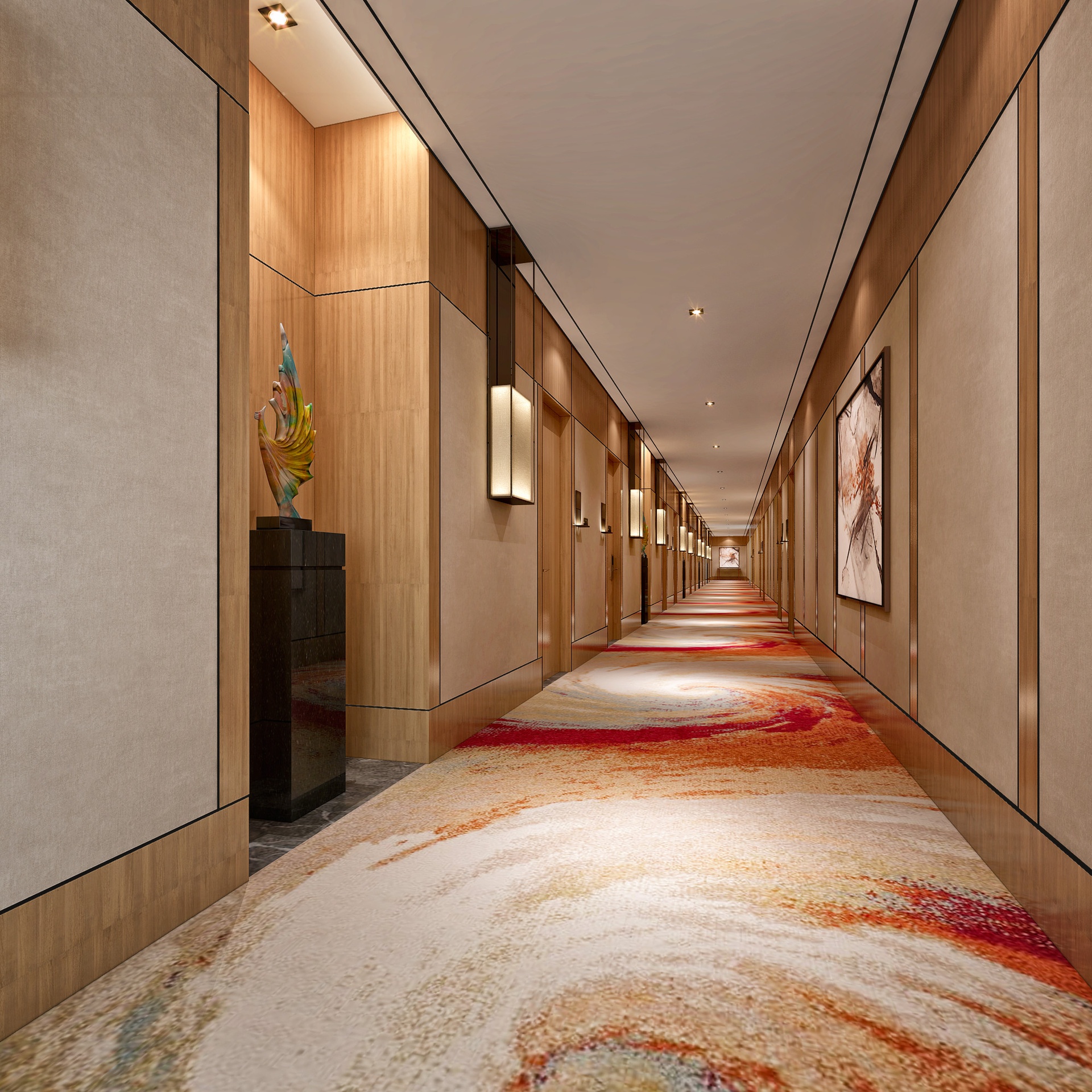 Media 1 for listing Luxury Hotel Hallway | Modern Wooden Corridor