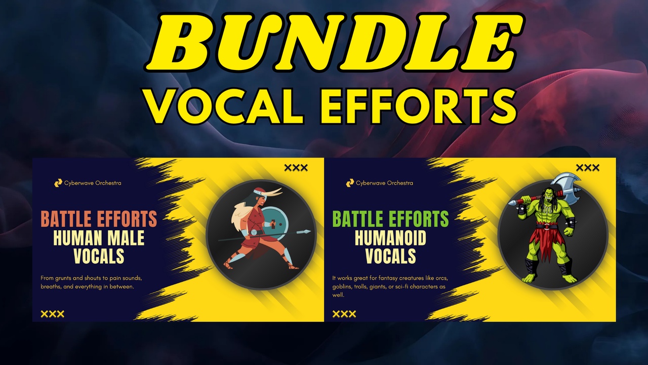 Media 1 for listing Human & Humanoid Battle Vocal Efforts Sound Pack Bundle