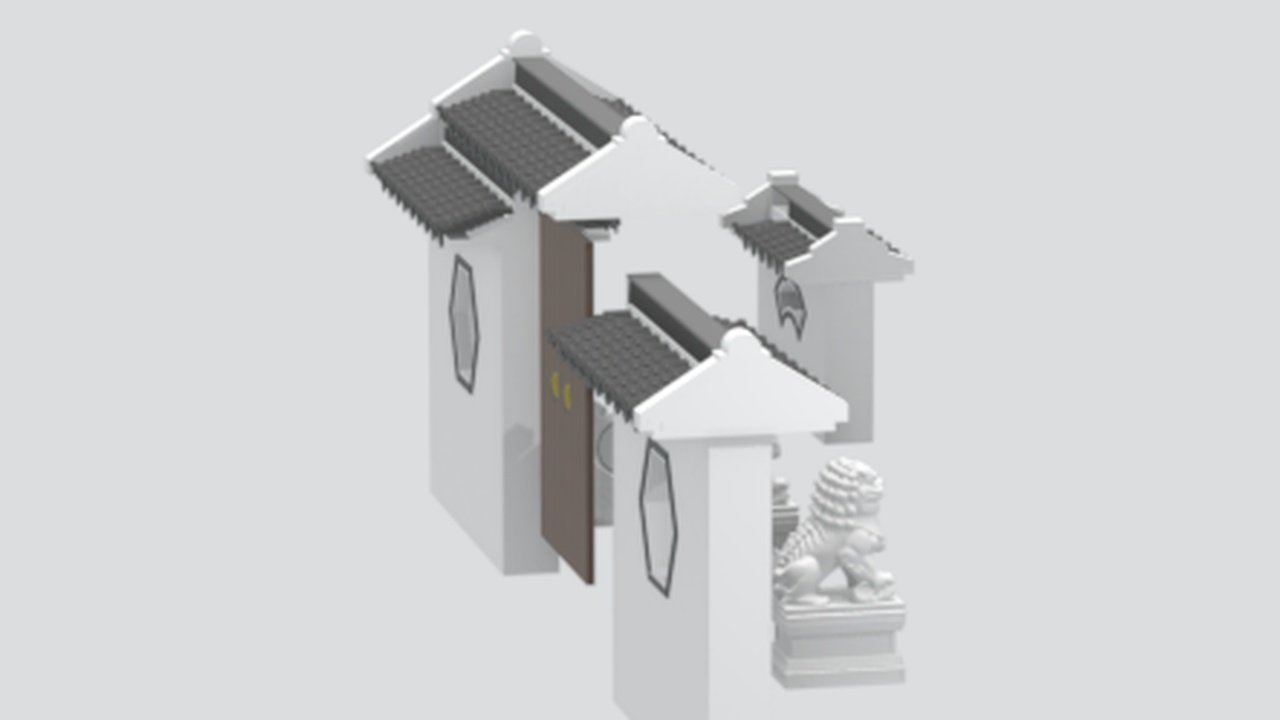 Media 1 for listing Chinese Style Tiled Gate 3D Model