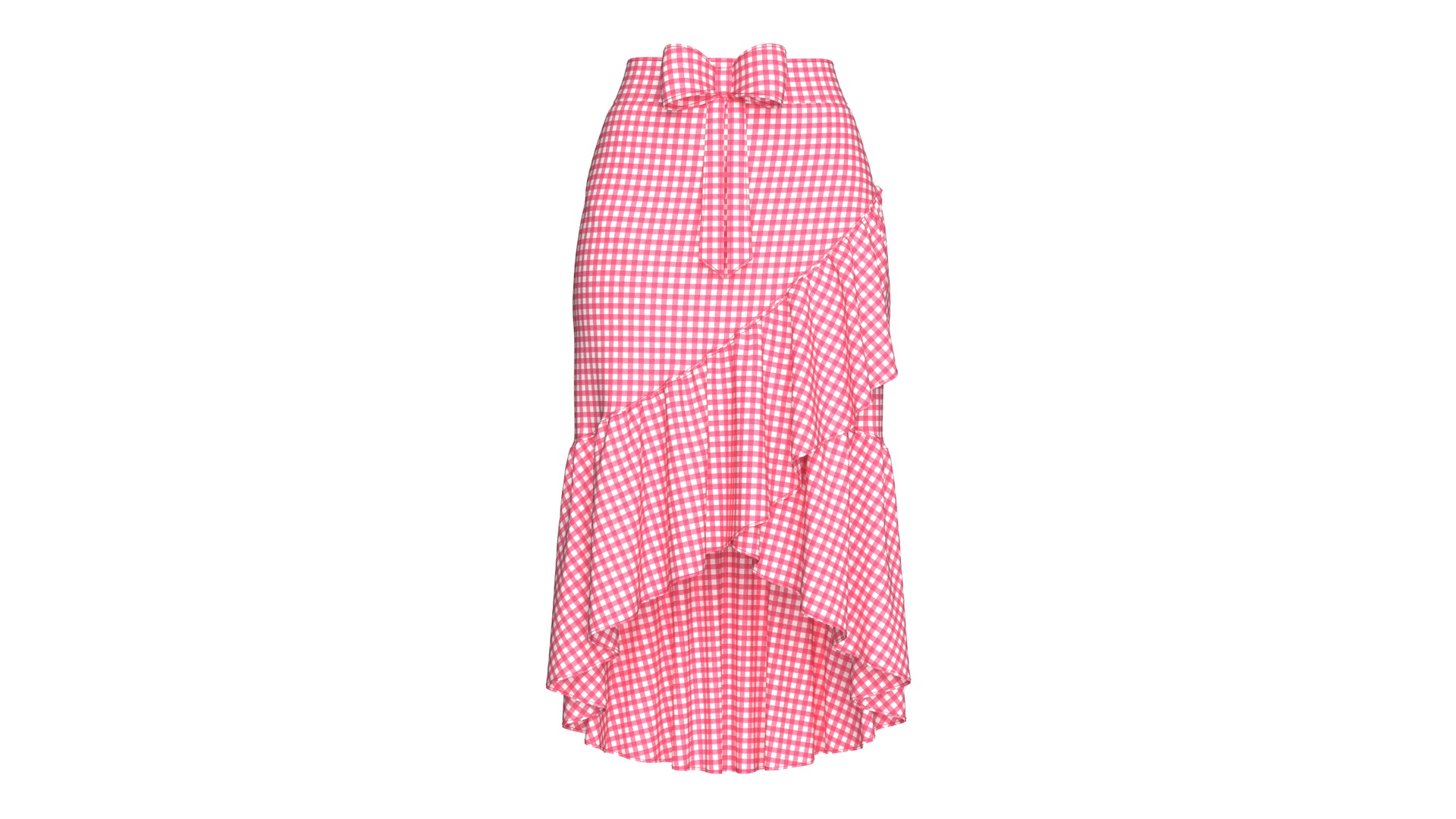 Media 1 for listing Girls Check High - Low Ruffled Midi Skirt | High Poly