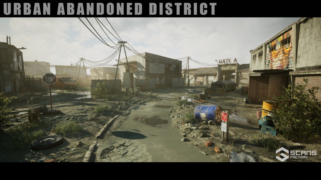 Media 1 for listing Urban Abandoned District - Day/Night Scene