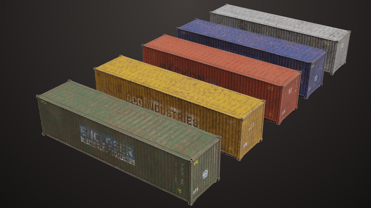 Media 1 for listing Old Dusty 5 Cargo Container Single Mat All PBR Unity UE Textures