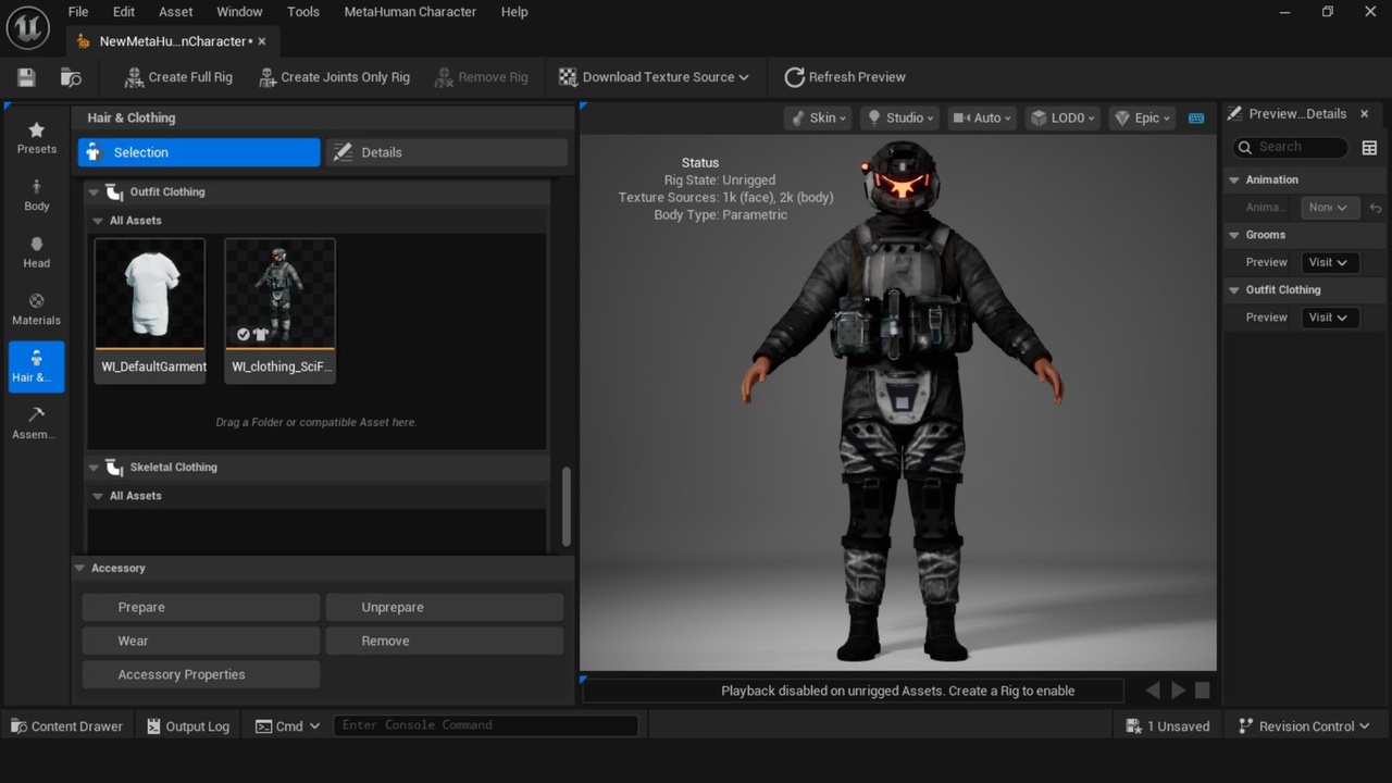 Media 1 for listing Metahuman Sci-Fi Soldier Outfit
