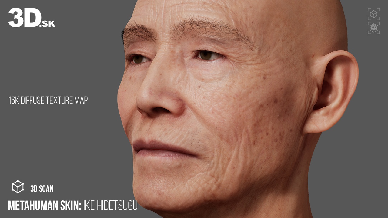 Media 1 for listing 16K MetaHuman Male Identity Texture + RAW Head Scan (Ike Hidetsugu)