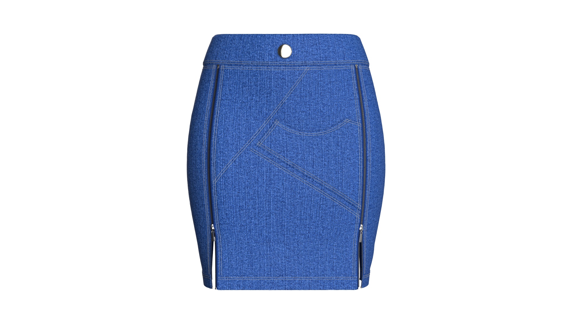 Media 1 for listing Girls Denim Mini Skirt With Dual Zipper Slits | High Poly