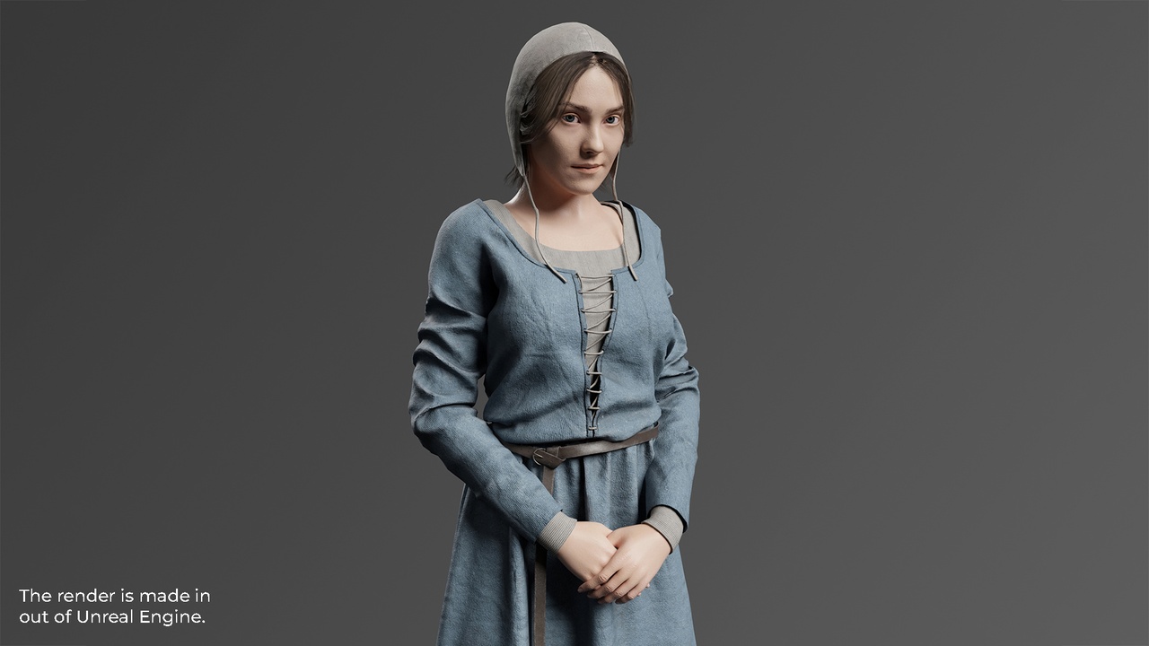 Medieval Female Peasant Villager Character 제품 등록을 위한 미디어 1개