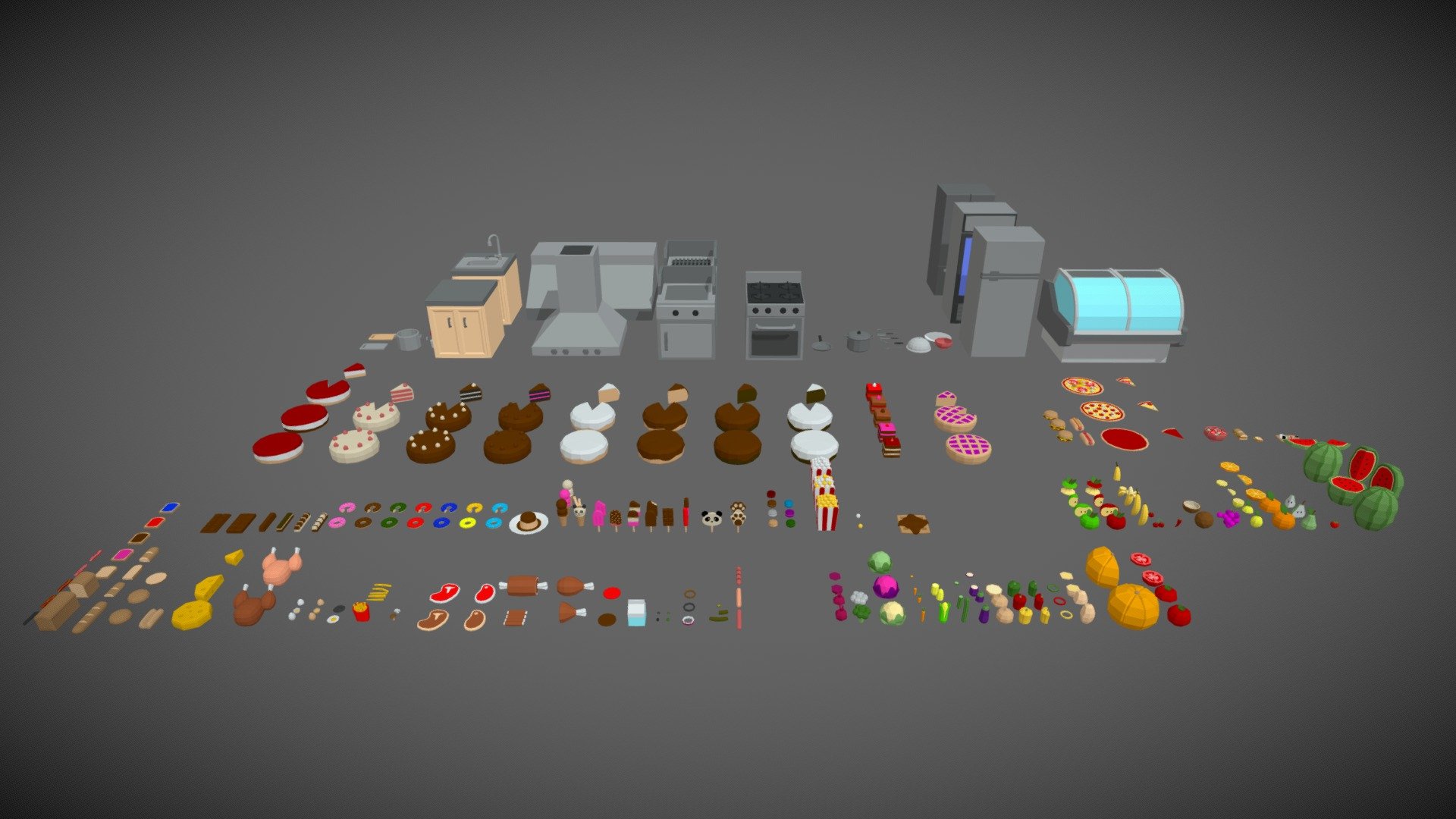 Lowpoly Food-Kitchen Pack | Fab