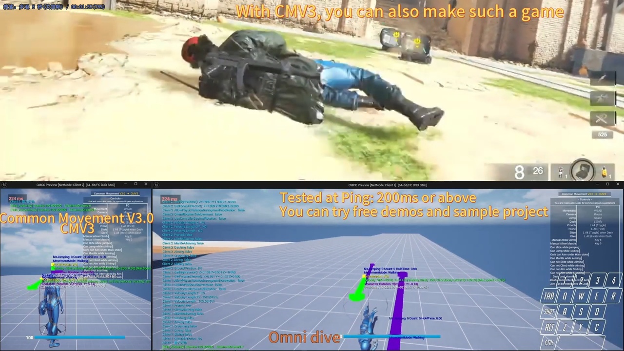 Media 1 for listing CMV3: OMNI MOVEMENT -Dive, Climb, Omni Slide and Dash, Aim, Mantle,Stamina,Prone