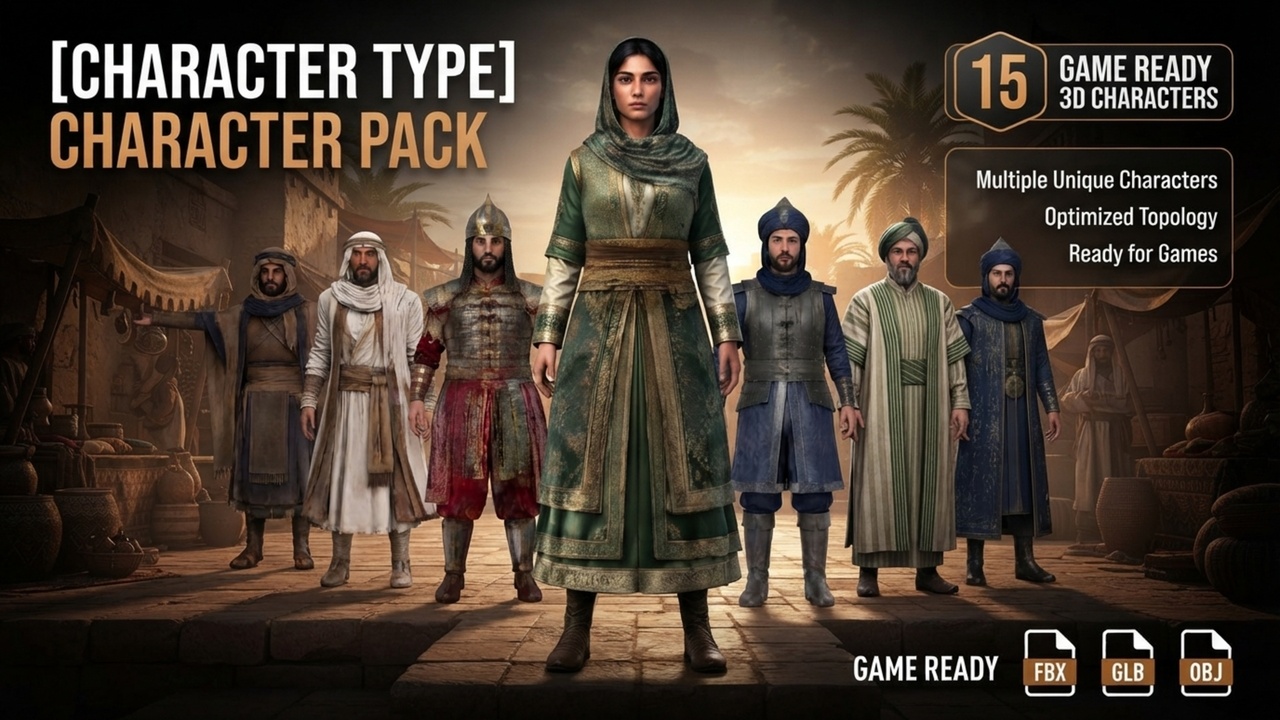 Arabian Package 20 Characters Rigged Game Ready Low-poly 3D model | Fab