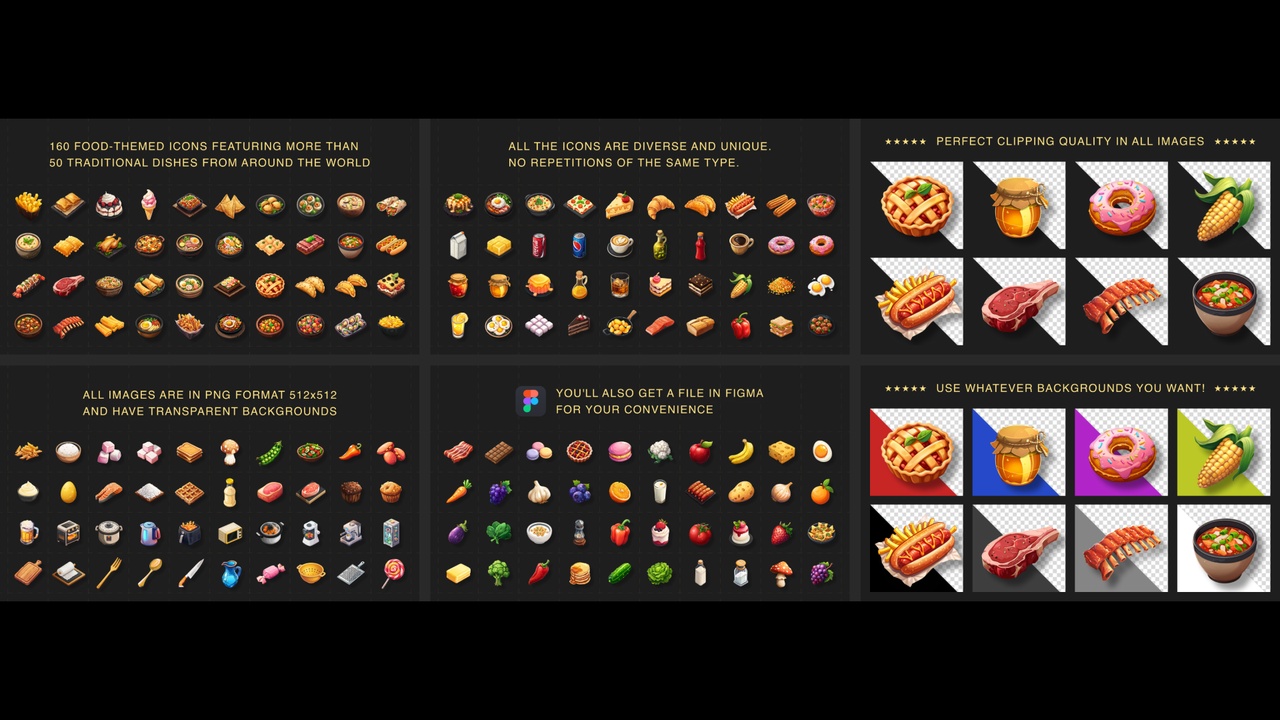 Media 1 for listing 160 Food-Themed Icons