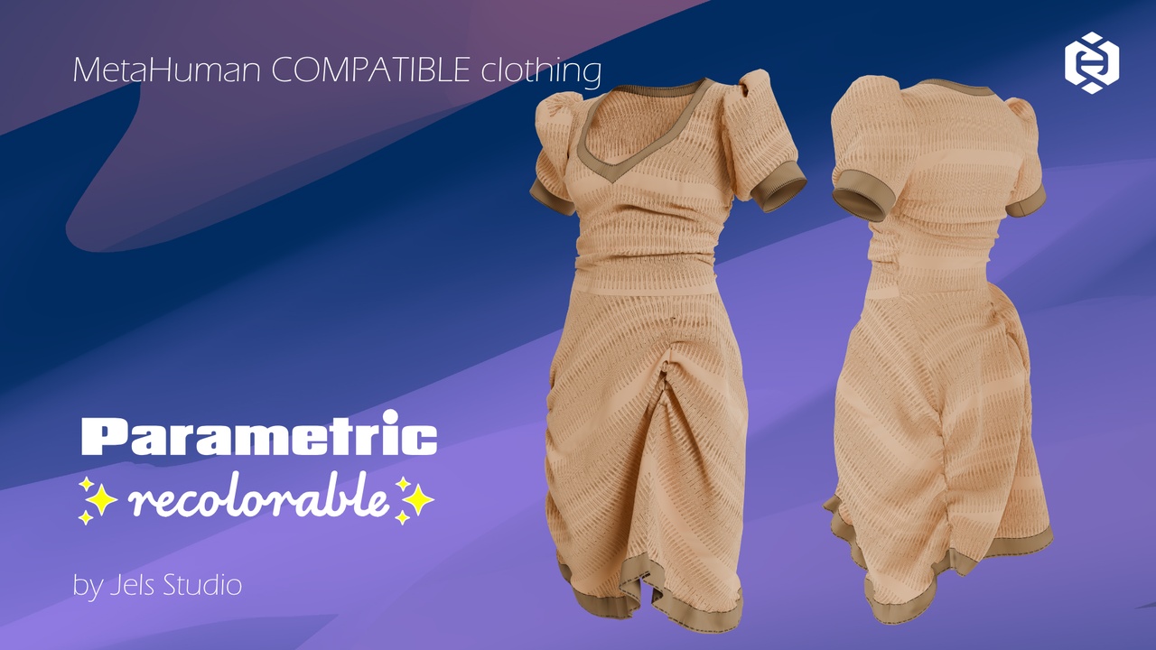 Media 1 for listing Parametric and recolorable Dress with folds 04 - made for Metahuman characters