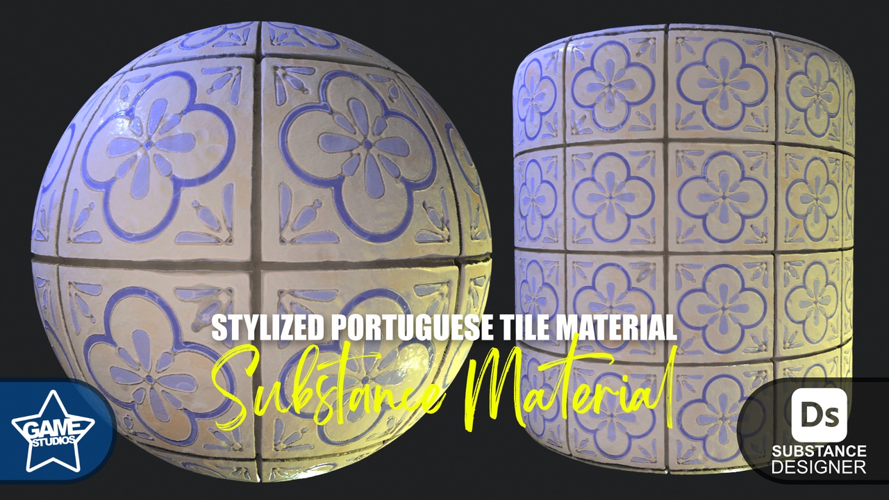 Media 1 for listing Stylized Portuguese Tiles Material 02