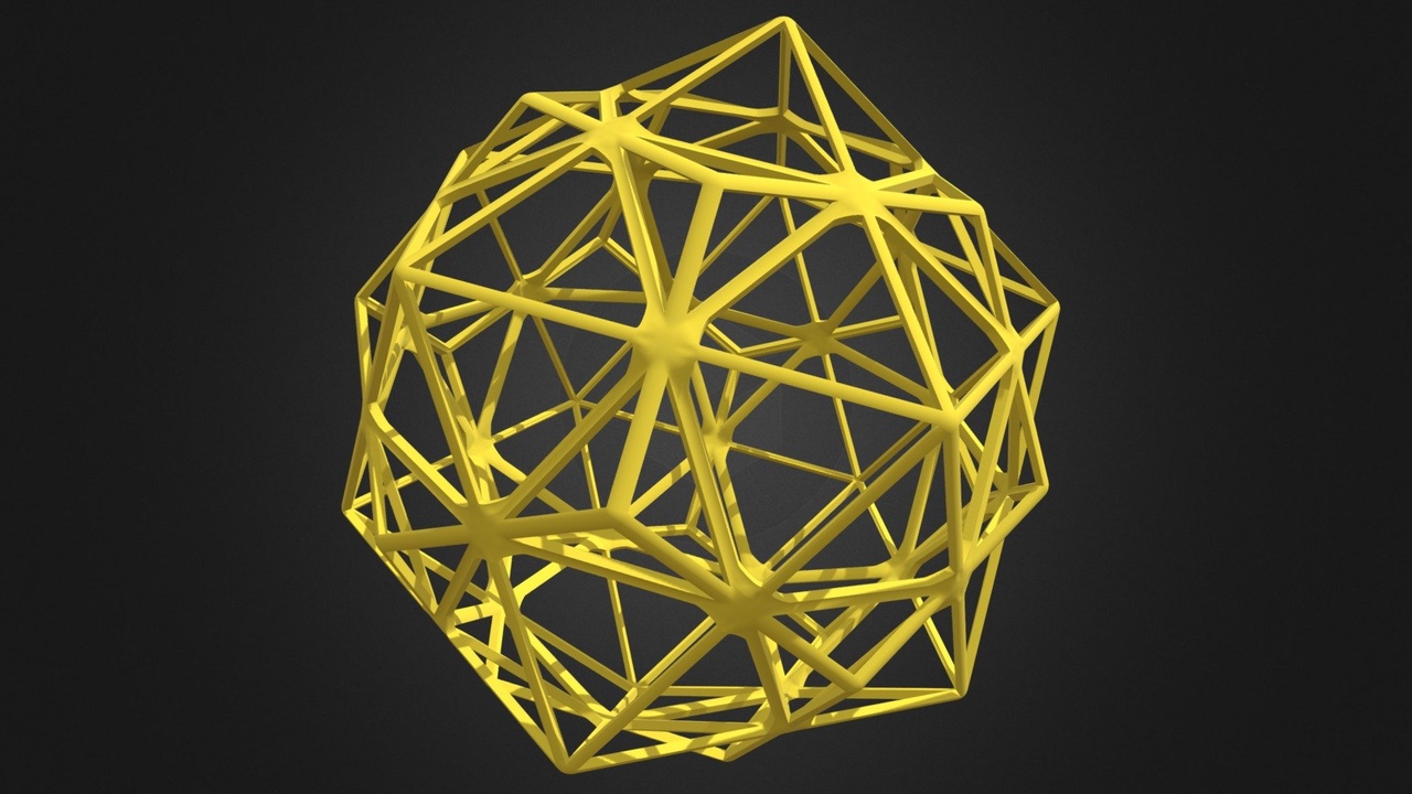 Wireframe Compound of Dodecahedron & Icosahedron | Fab