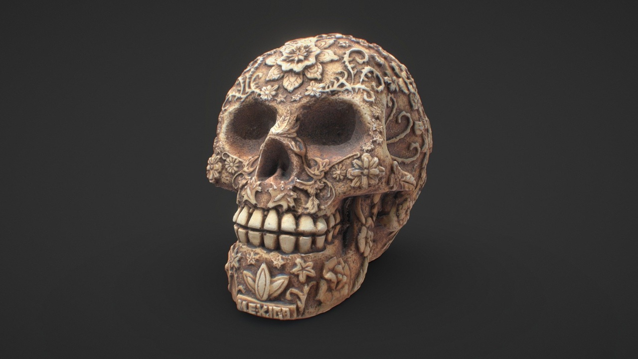 Media 1 for listing Calavera Flower Carved Skull
