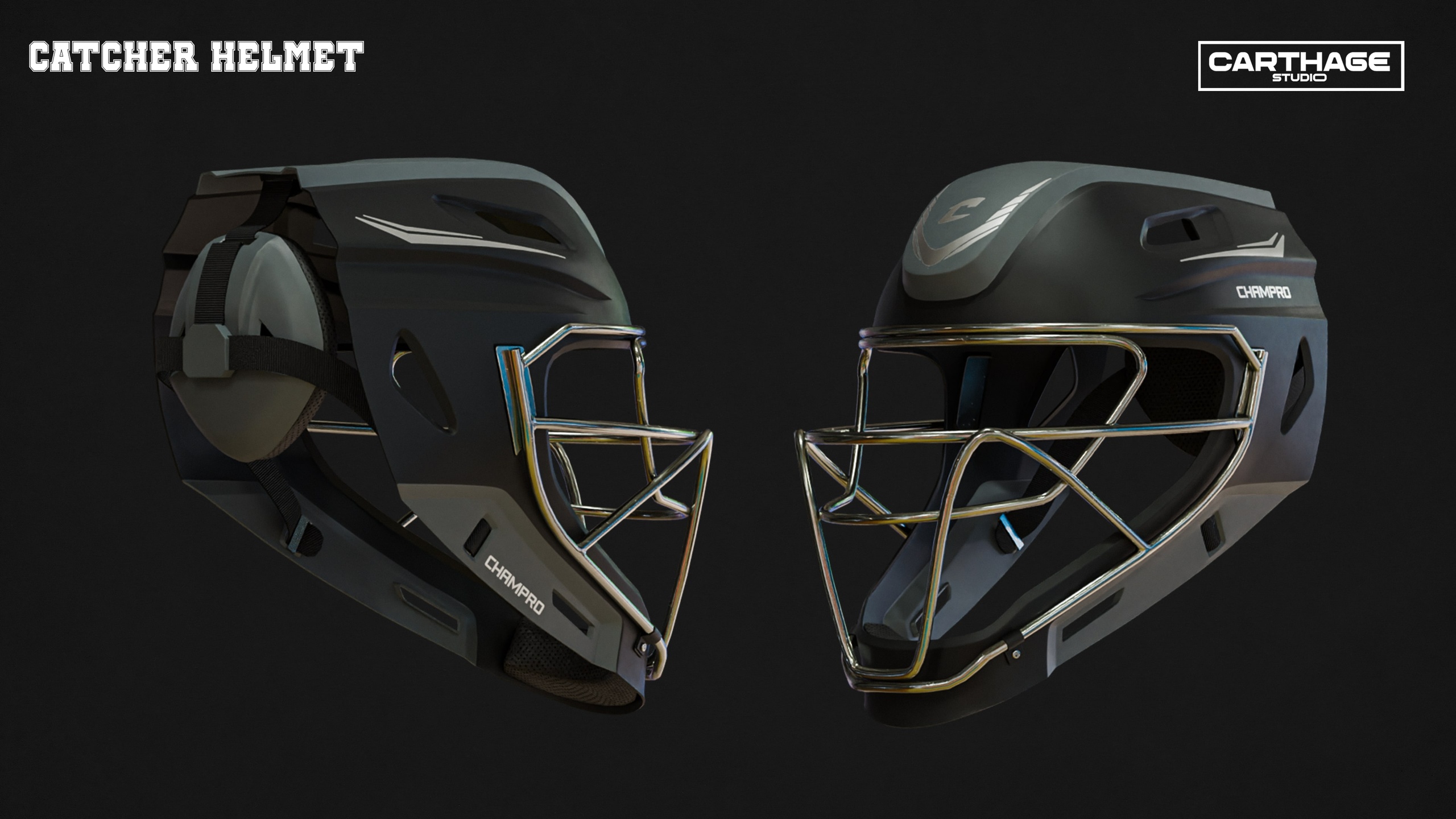 Media 1 for listing Baseball Helmet 3D Model Pack – Catcher, Batting, and Standard Variants