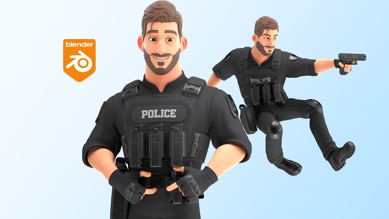 Media 1 for listing Cartoon Police 3D character