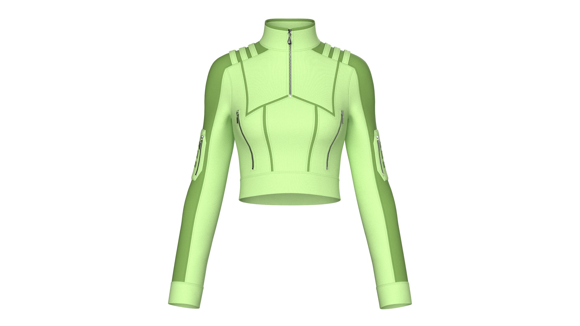 Media 1 for listing Girls Shoulder Strap Half - Zip Crop Jacket | High Poly