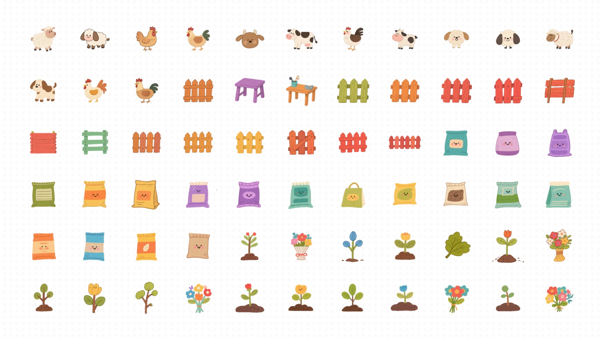 Media 1 for listing Cartoon 2D Farm Tools lcon Pack