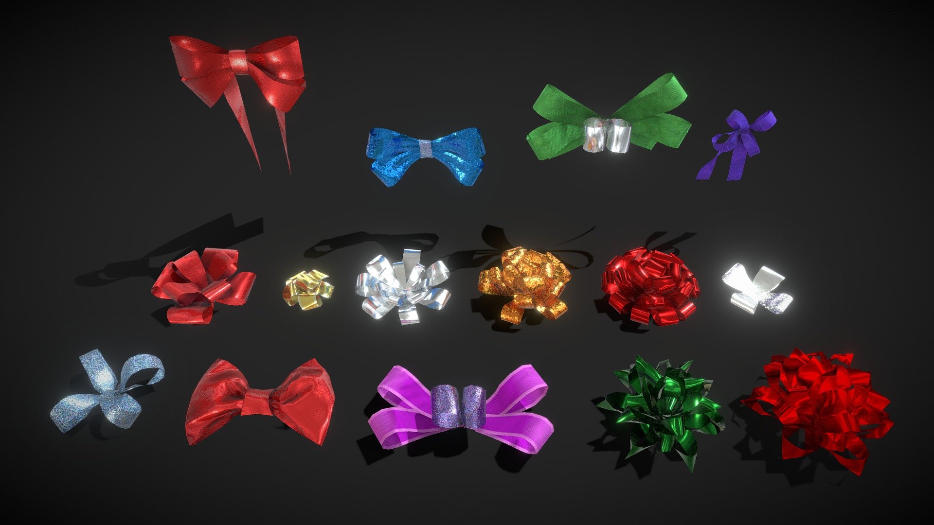 Low Poly Ribbon Reference Ribbons and Present Bows - Low Poly Pack, Festive and Gift Wrapping ...