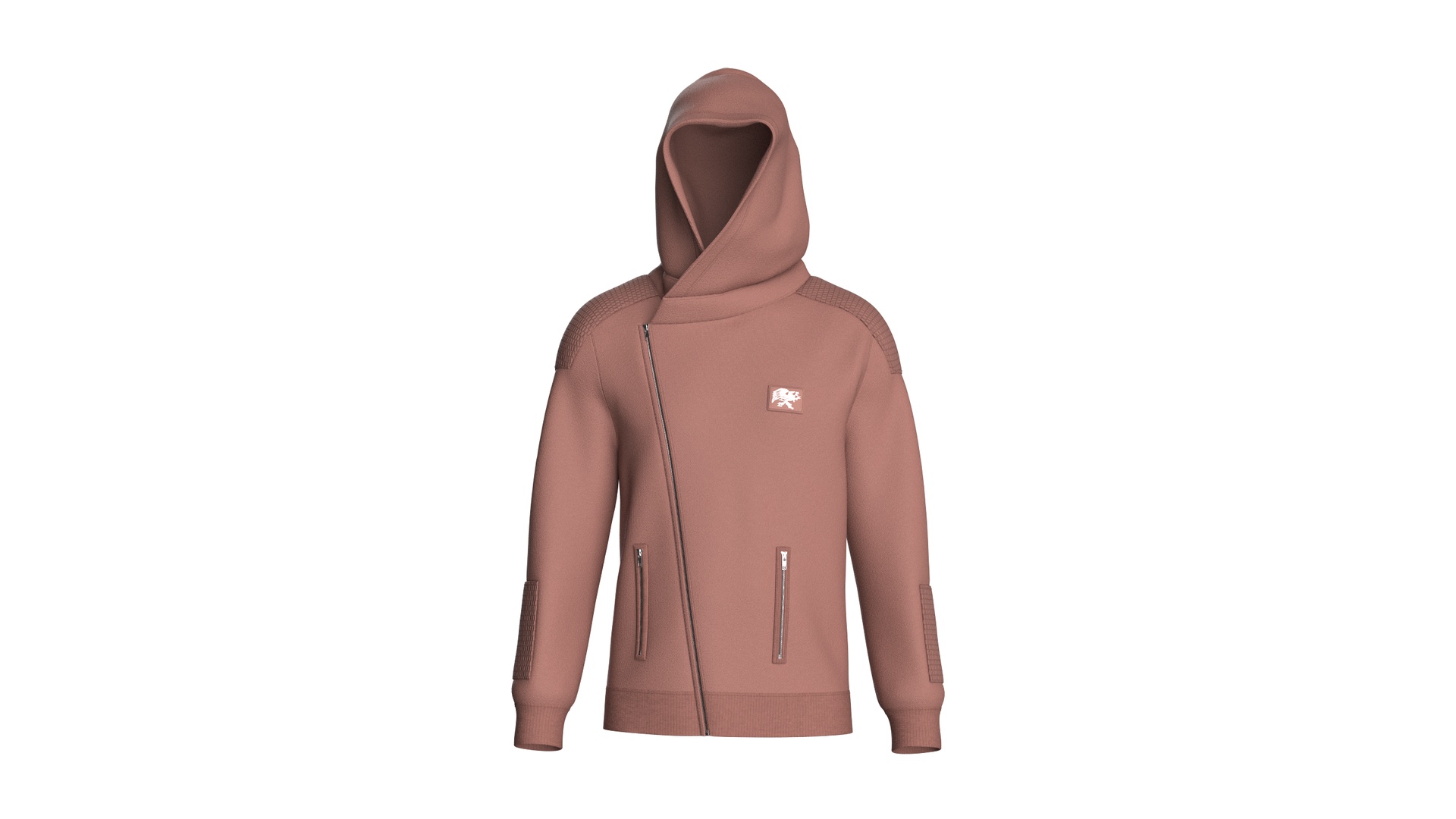 Media 1 for listing Men Zip Hoodie With Quilted Shoulder Pads | High Poly