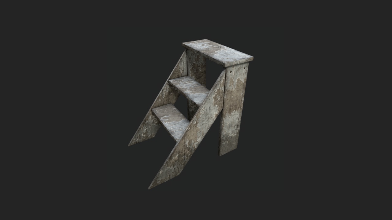 Media 1 for listing Small Wooden Step Ladder – Game-Ready 3D Model