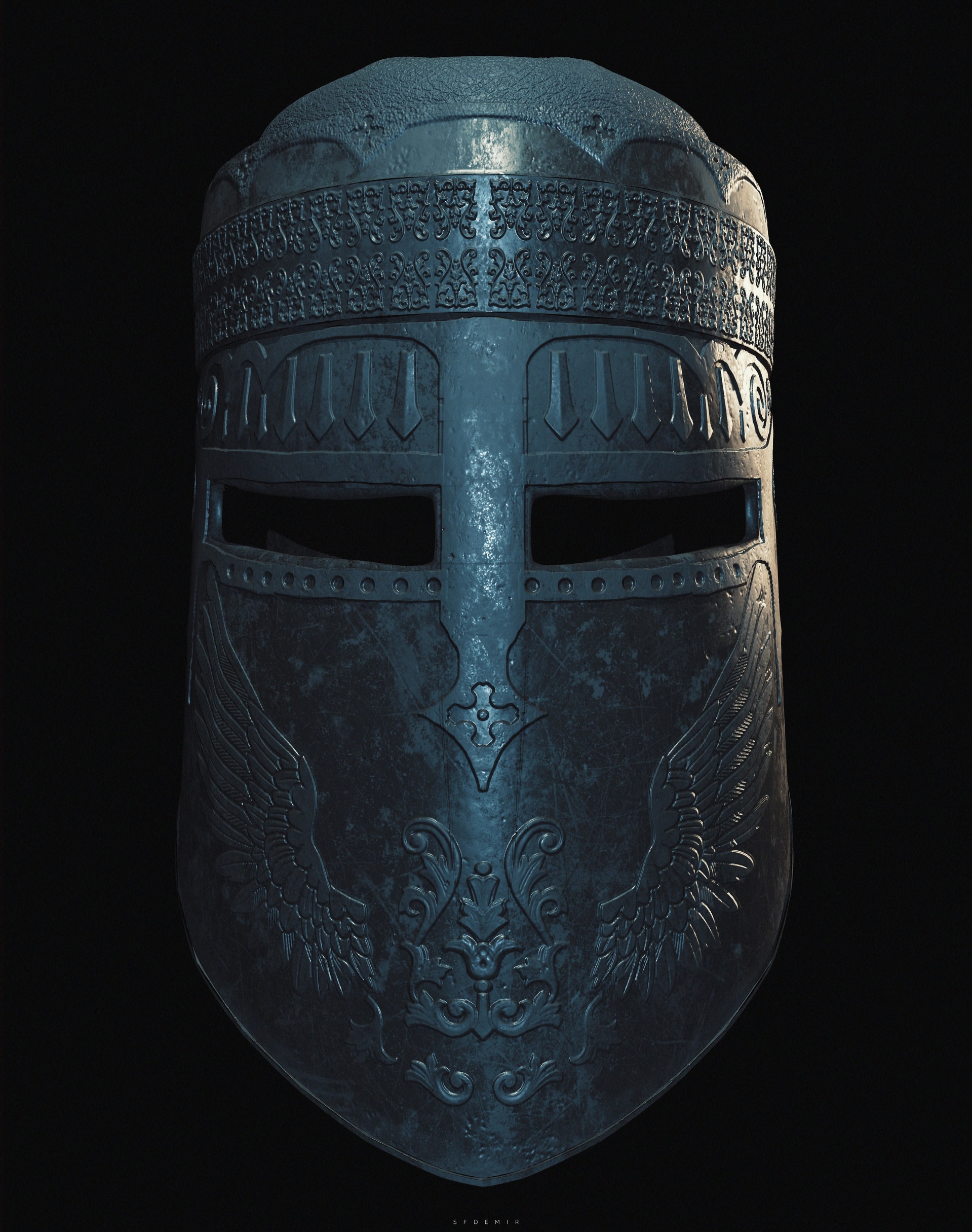 Media 1 for listing Templar Helmet 3D Model – Game-Ready Low-Poly Medieval Asset