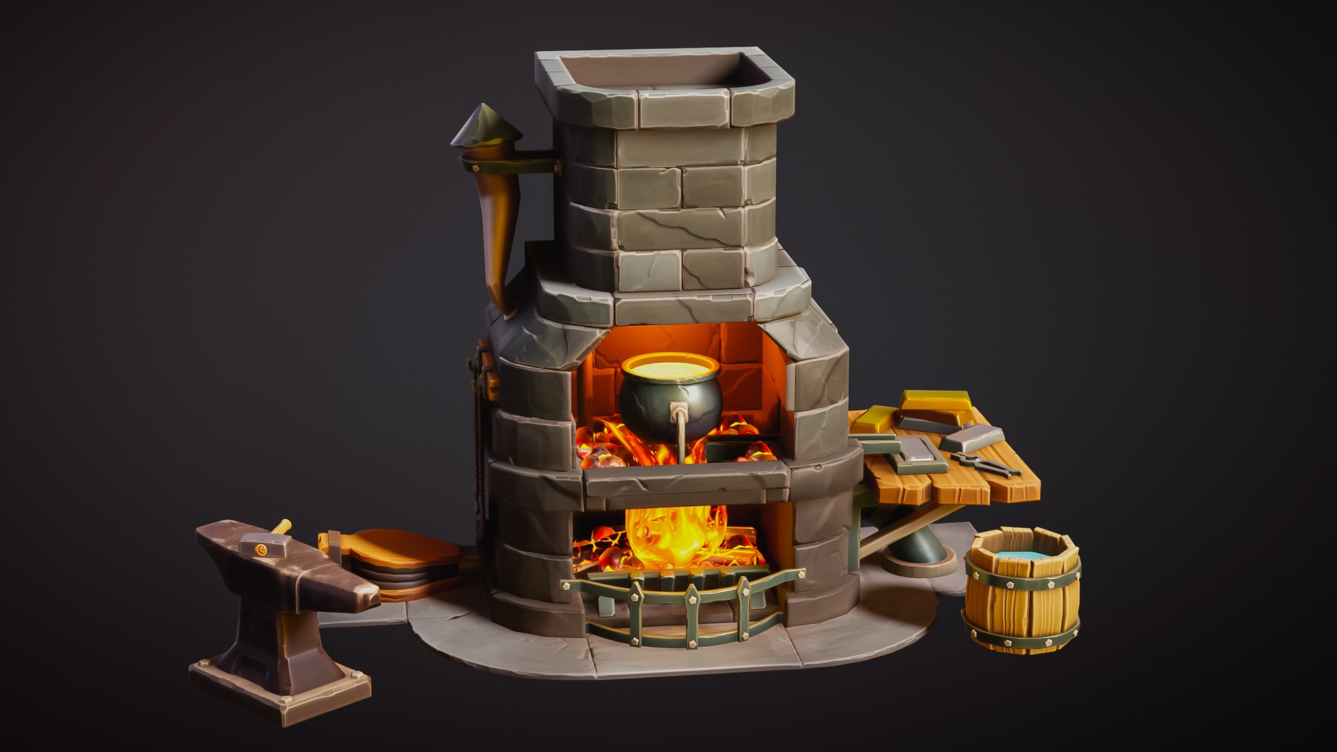 Media 1 for listing Stylized Forge - Game Ready Ore Furnace