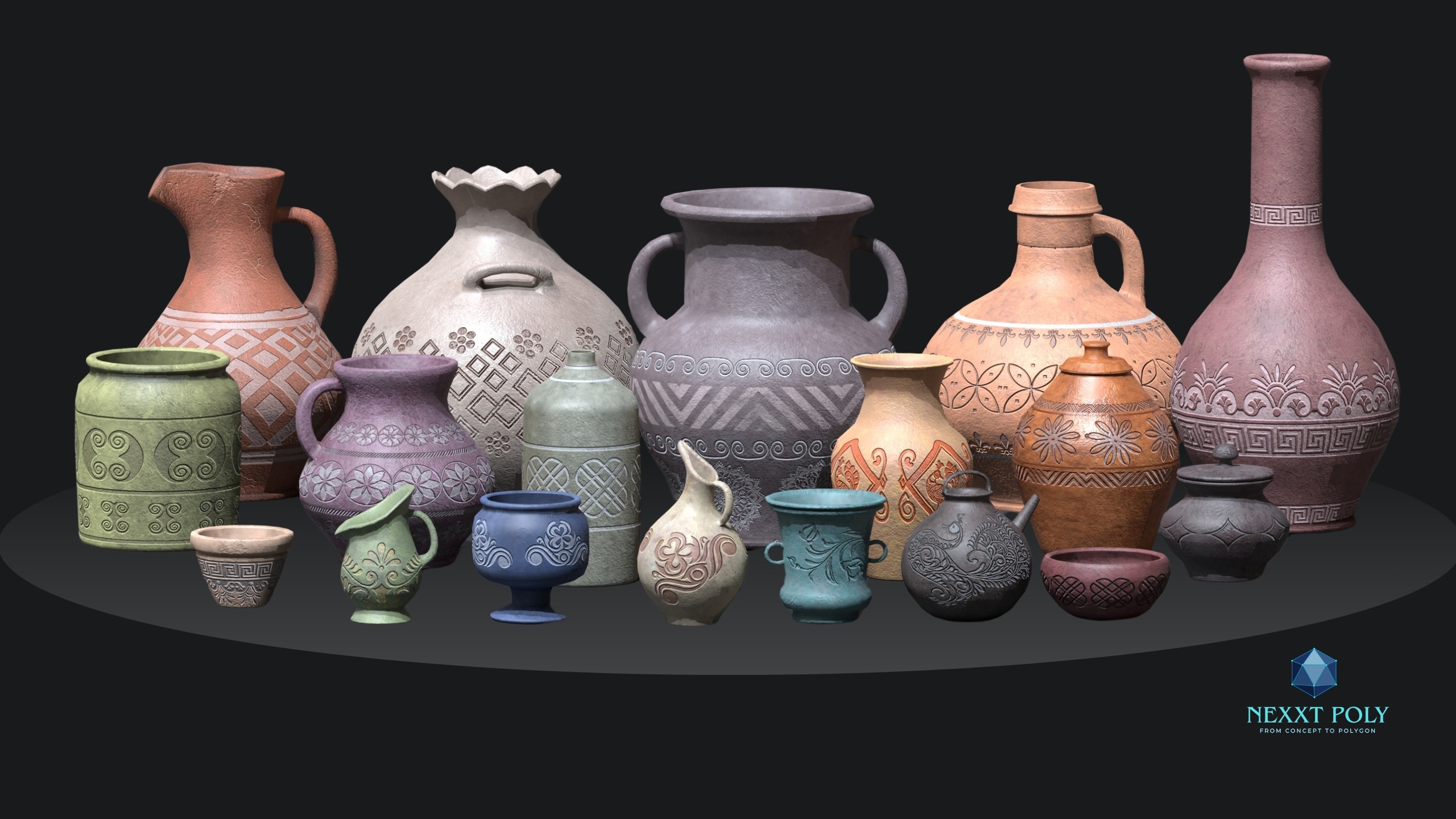 Media 1 for listing Realistic Game Ready Clay Pottery | Ancient Clay Pots