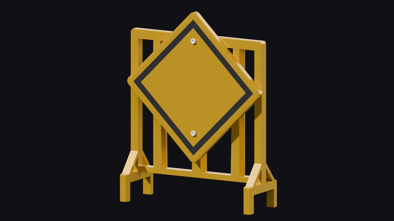 Media 1 for listing Low Poly Road Sign Stand / Temporary Traffic Barrier – Game Ready
