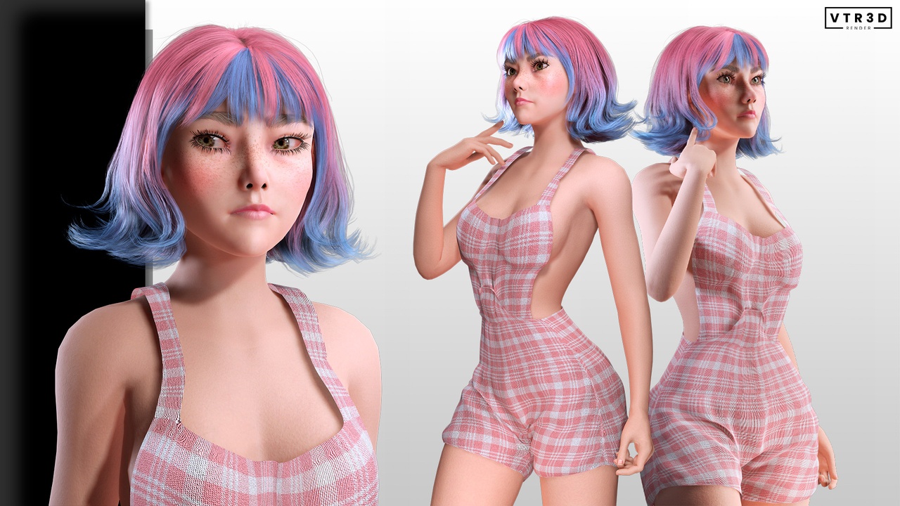 Media 1 for listing Stylized Realistic Female Character Casual Dress Colorful