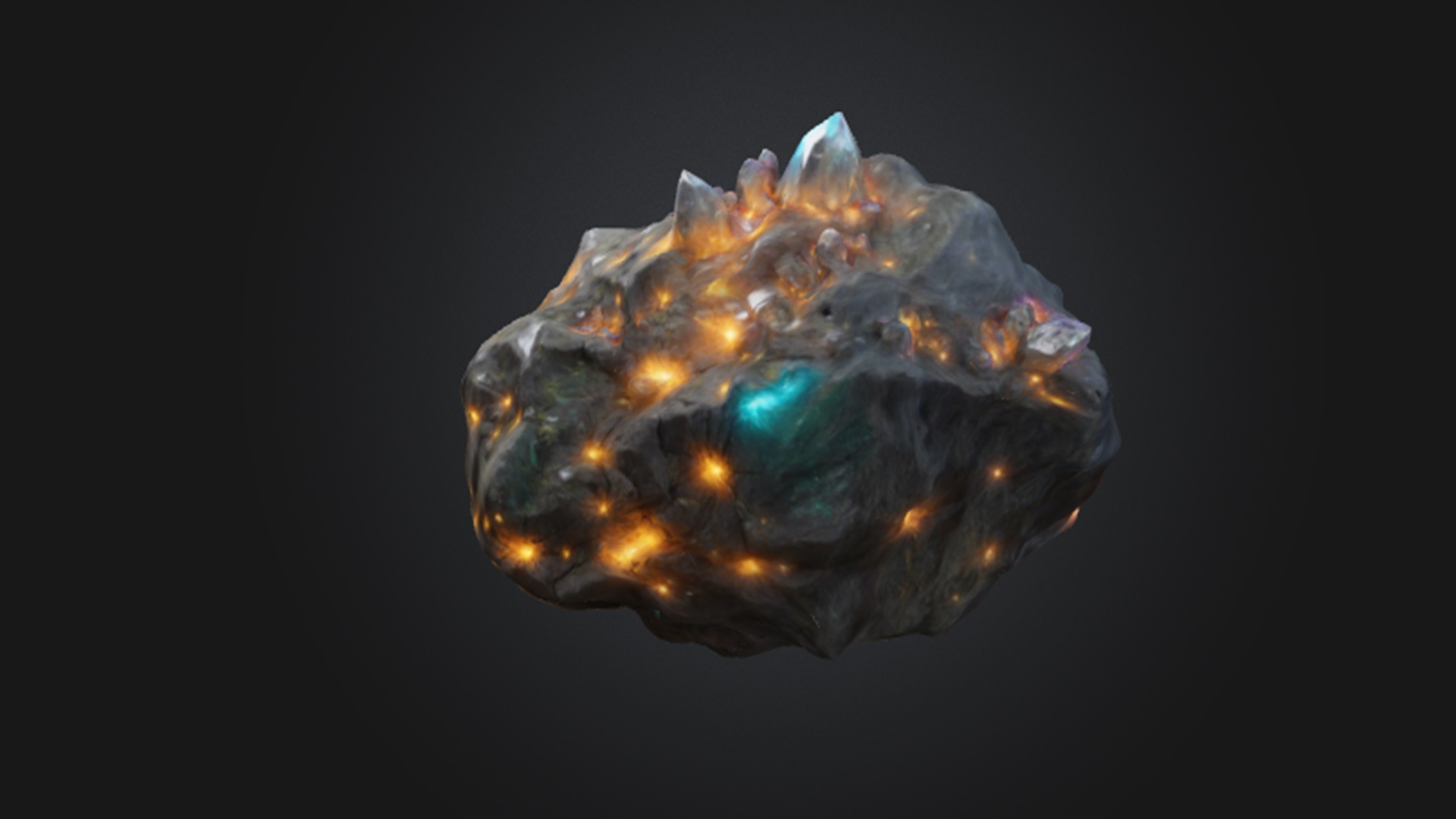 A rock embedded with glowing crystals, ideal for fantasy or mining ...