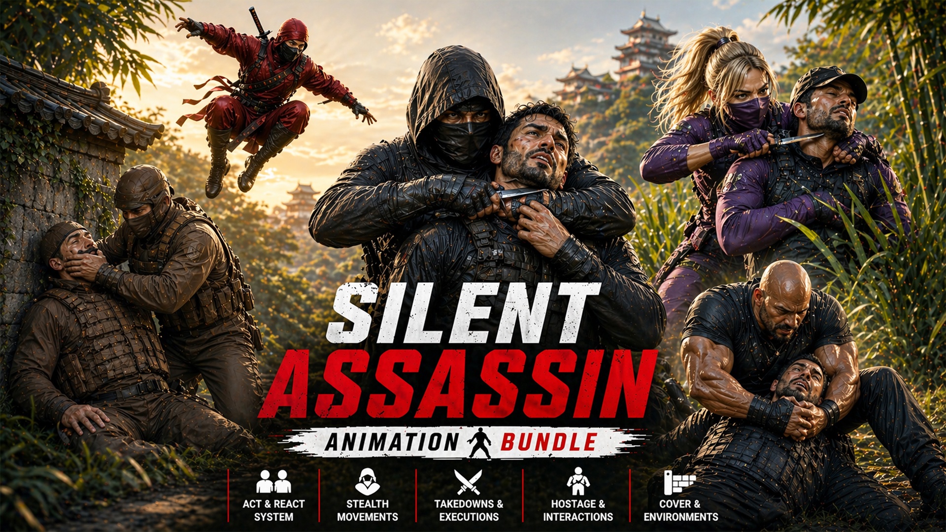 Media 1 for listing Silent Assassin Animation Bundle – Full Stealth Series