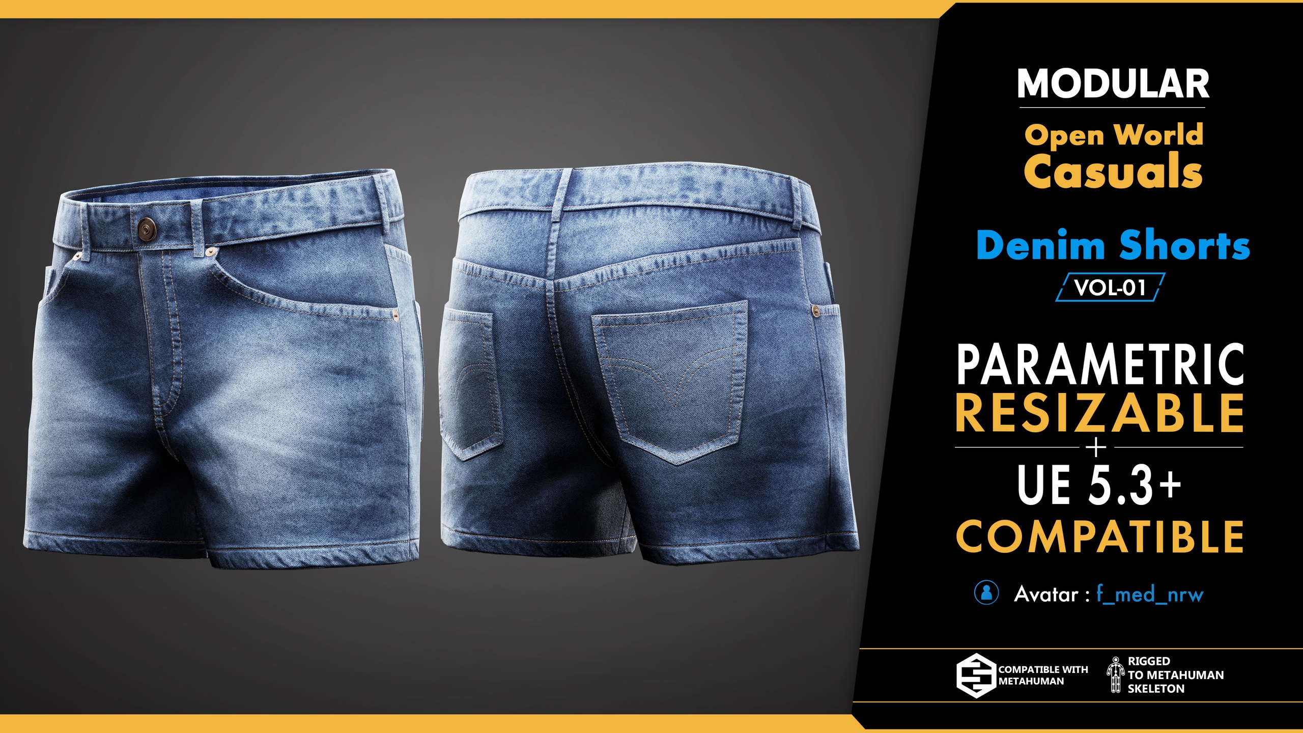 Media 1 for listing 3D Denim Short Model For Metahumans 01