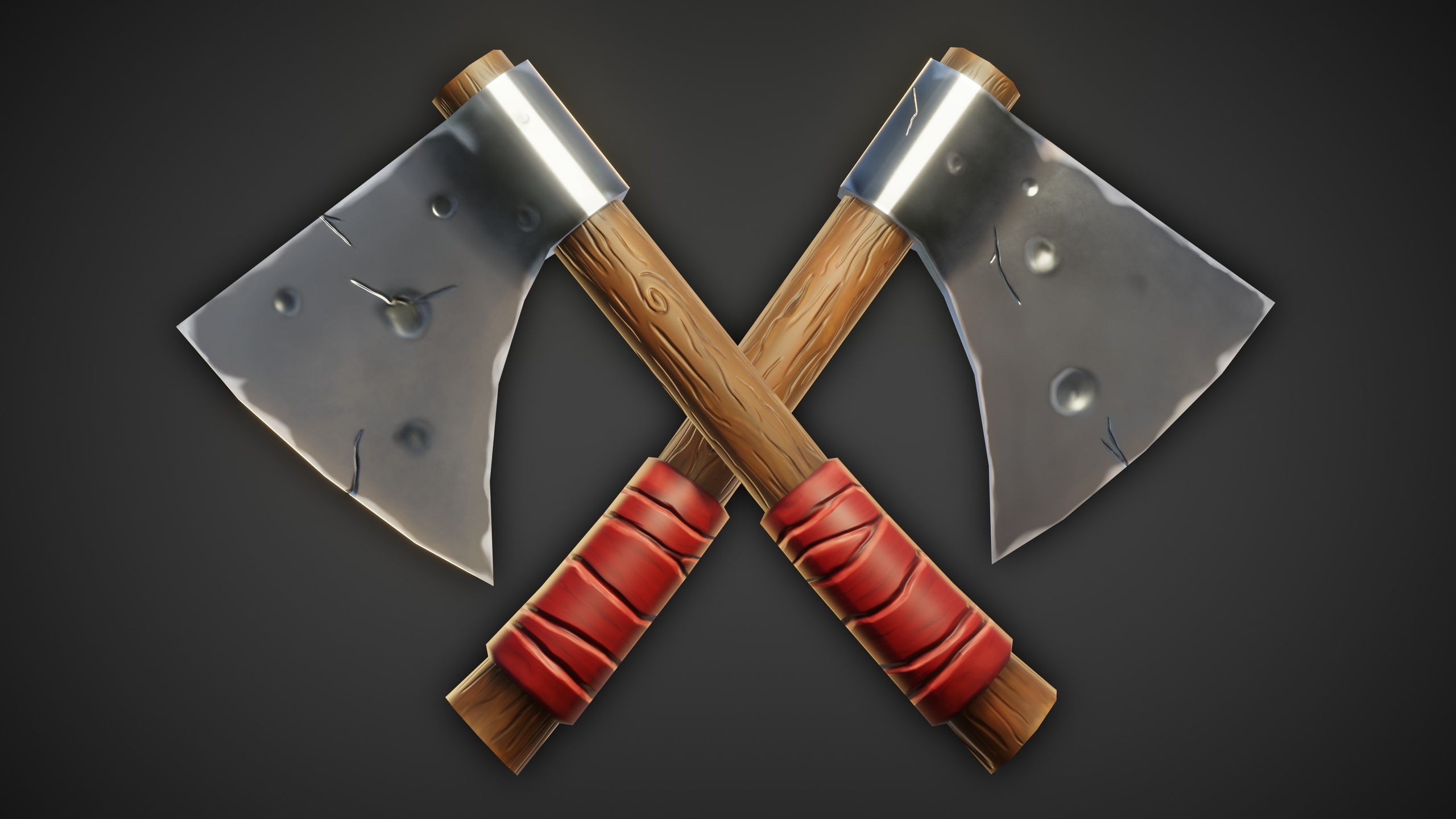 Media 1 for listing Hand Painted Low Poly Stylized Hatchet 🪓