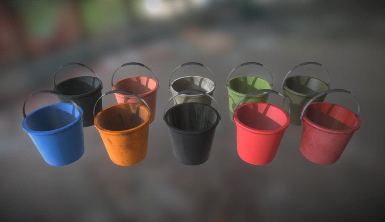 Multimedia 1 para anuncio Plastic Buckets 10x - Low-Poly PBR