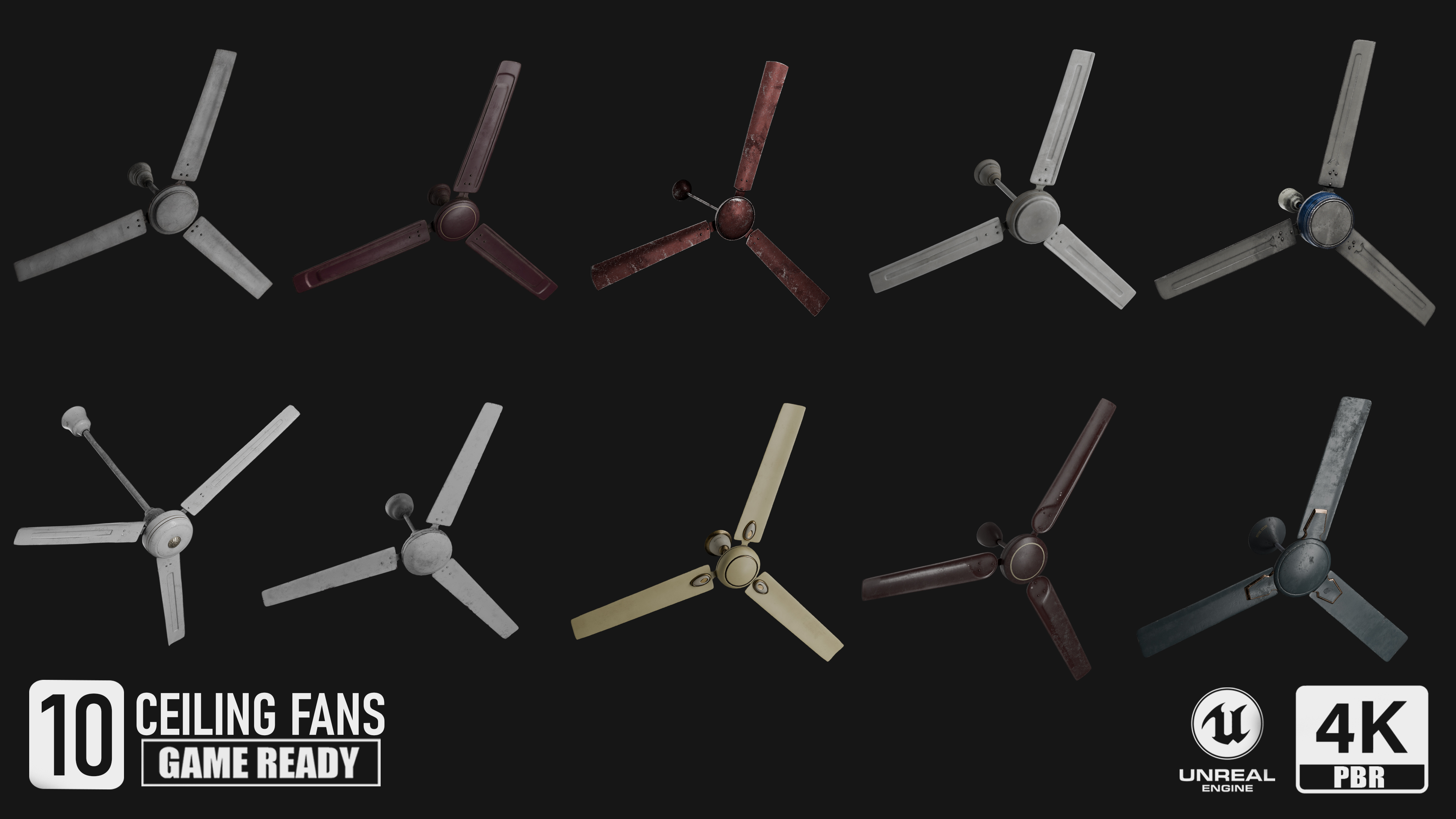Fan Machine Texture 10 Ceiling Fan Pack - 60 PBR Textures sets | Fab
