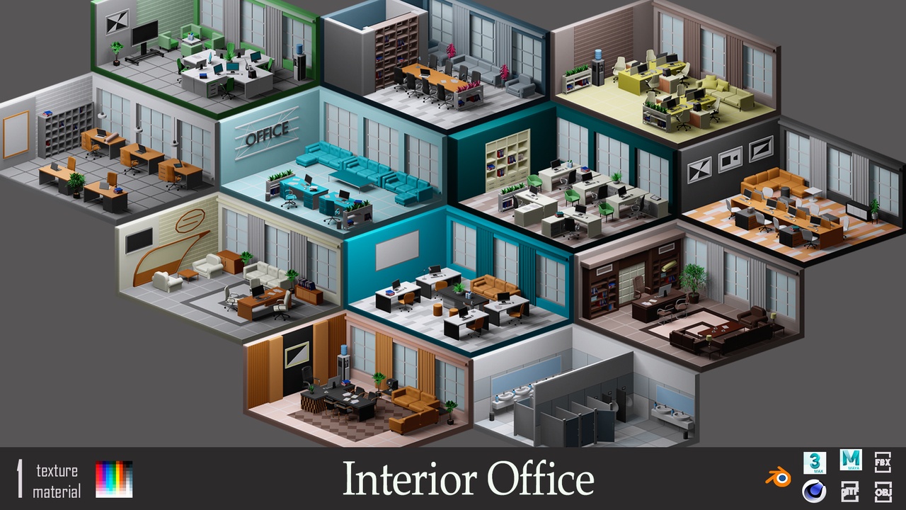 Office rooms - Low-poly asset pack 제품 등록을 위한 미디어 1개