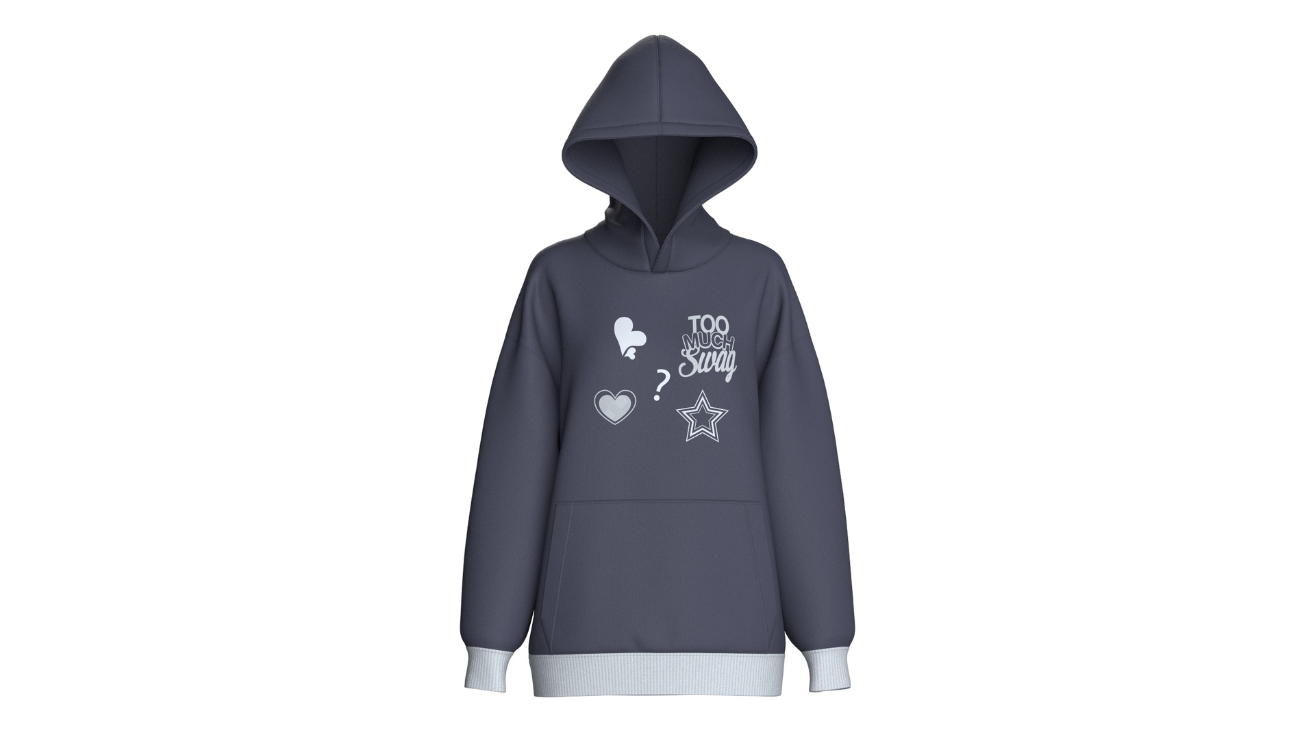 Media 1 for listing Girls Oversized Graphic Printed Pullover Hoodie | High Poly