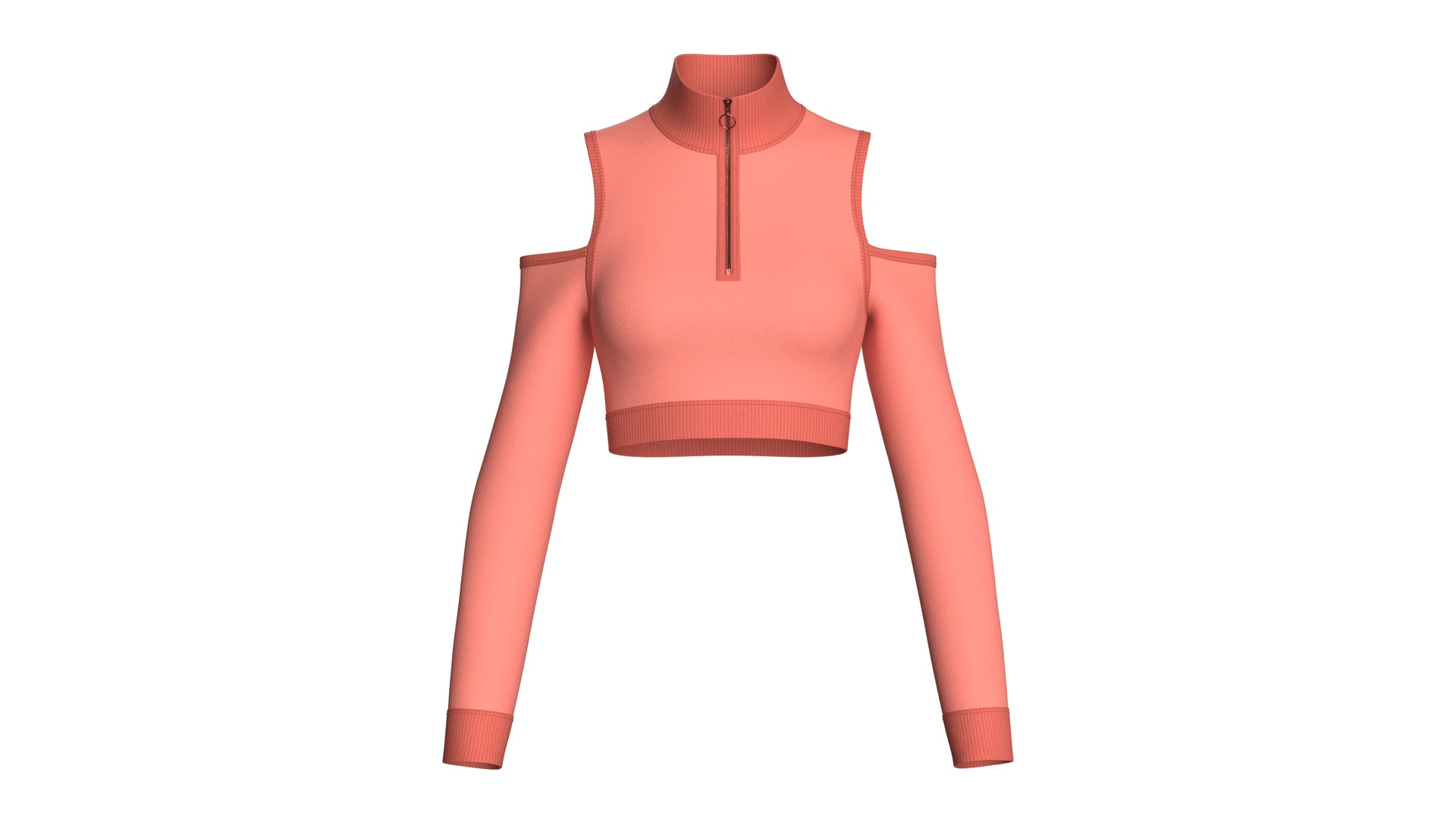Media 1 for listing Girls Cold Shoulder Quarter - Zip Crop Top | High Poly