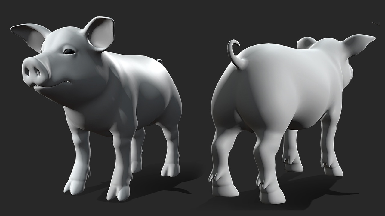 Media 1 for listing Piglet Basemesh - Topology + UV Map