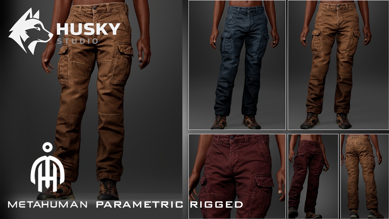 Media 1 for listing Cargo Pants - 79 - Parametric - Metahuman - MHPKG outfit - MH Rigged