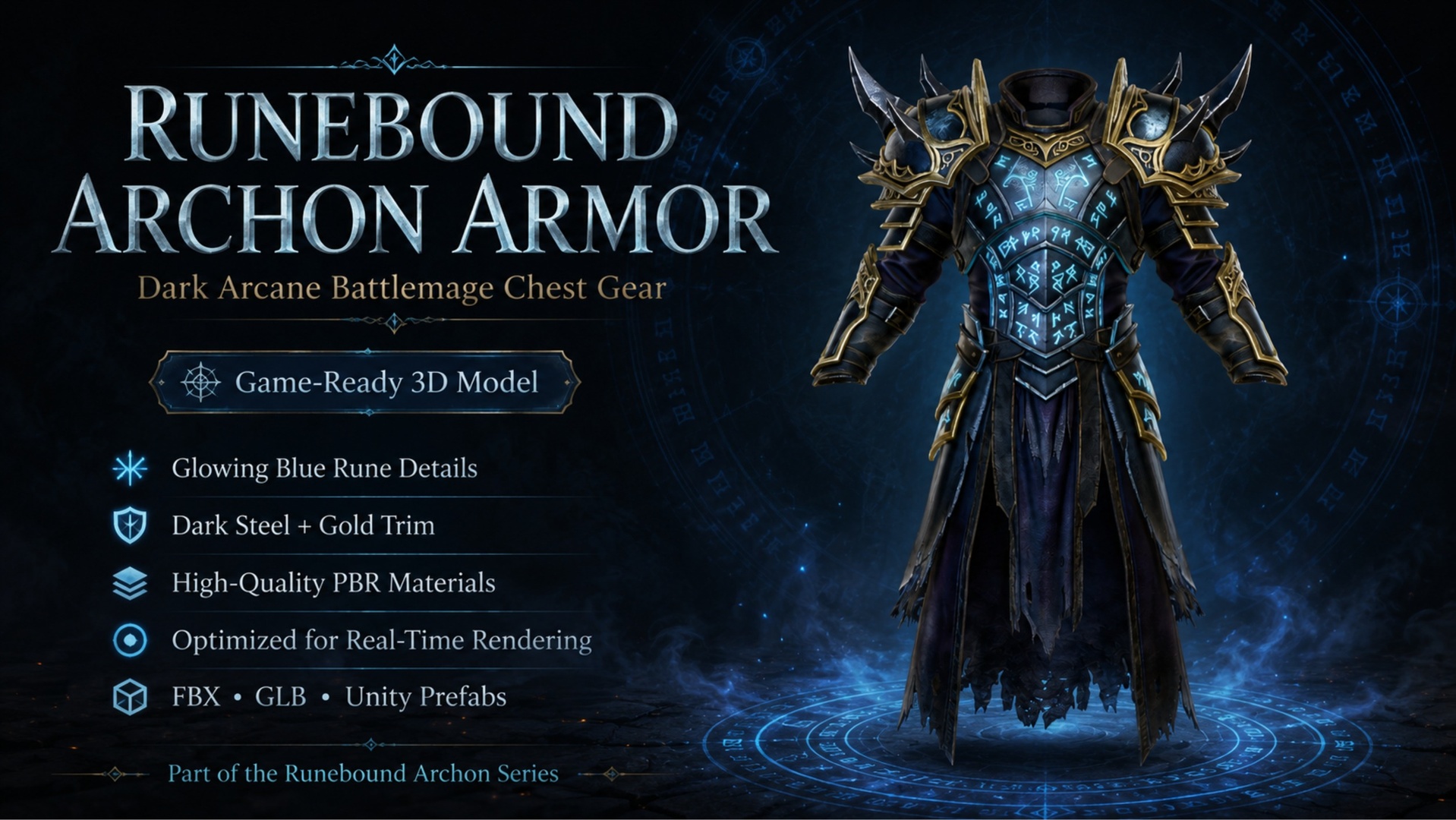Media 1 for listing Runebound Archon Armor – Dark Arcane Battlemage Chest Gear