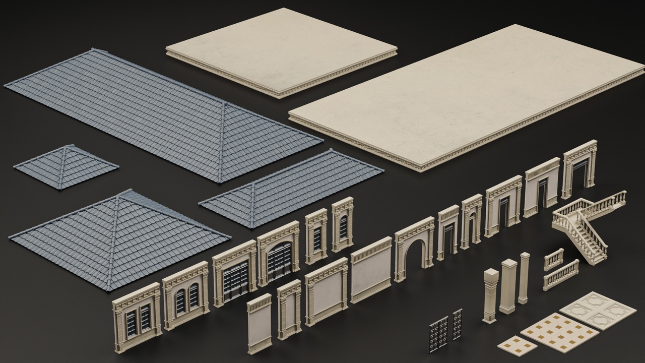 Media 1 for listing CLASSIC EUROPEAN KITBASH MODULAR BUILDING WITH INTERIOR 04