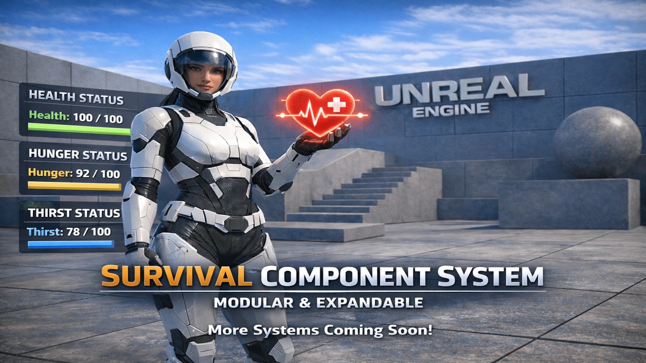 Media 1 for listing Survival Needs System — Health, Hunger & Thirst (UE5 Plugin)