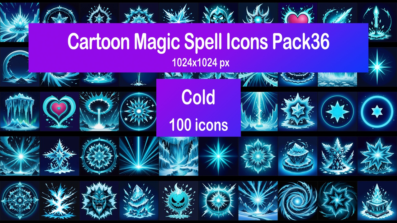 Media 1 for listing Cartoon Magic Spell Icons Pack36 - Cold
