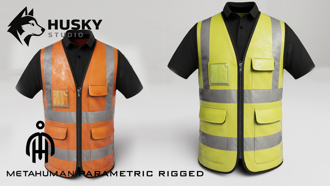 Media 1 for listing Safety Vest - Hivis - 46 - Metahuman - Rigged - Parametric outfit